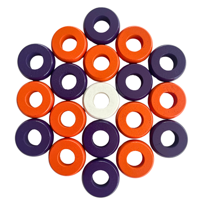 32 Orange and Purple Carrom / Pichenotte / Croquignole Rings - (Orange / Purple / Natural / Black / White) - Anneaux De Pichenottes - Game Accessories / Accessoires De Jeu