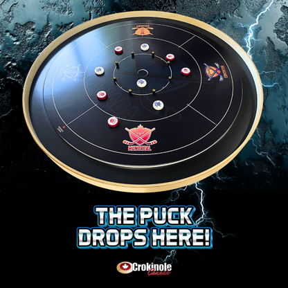 The Hockey Faceoff Board - Tournament Style Crokinole Board Game Set