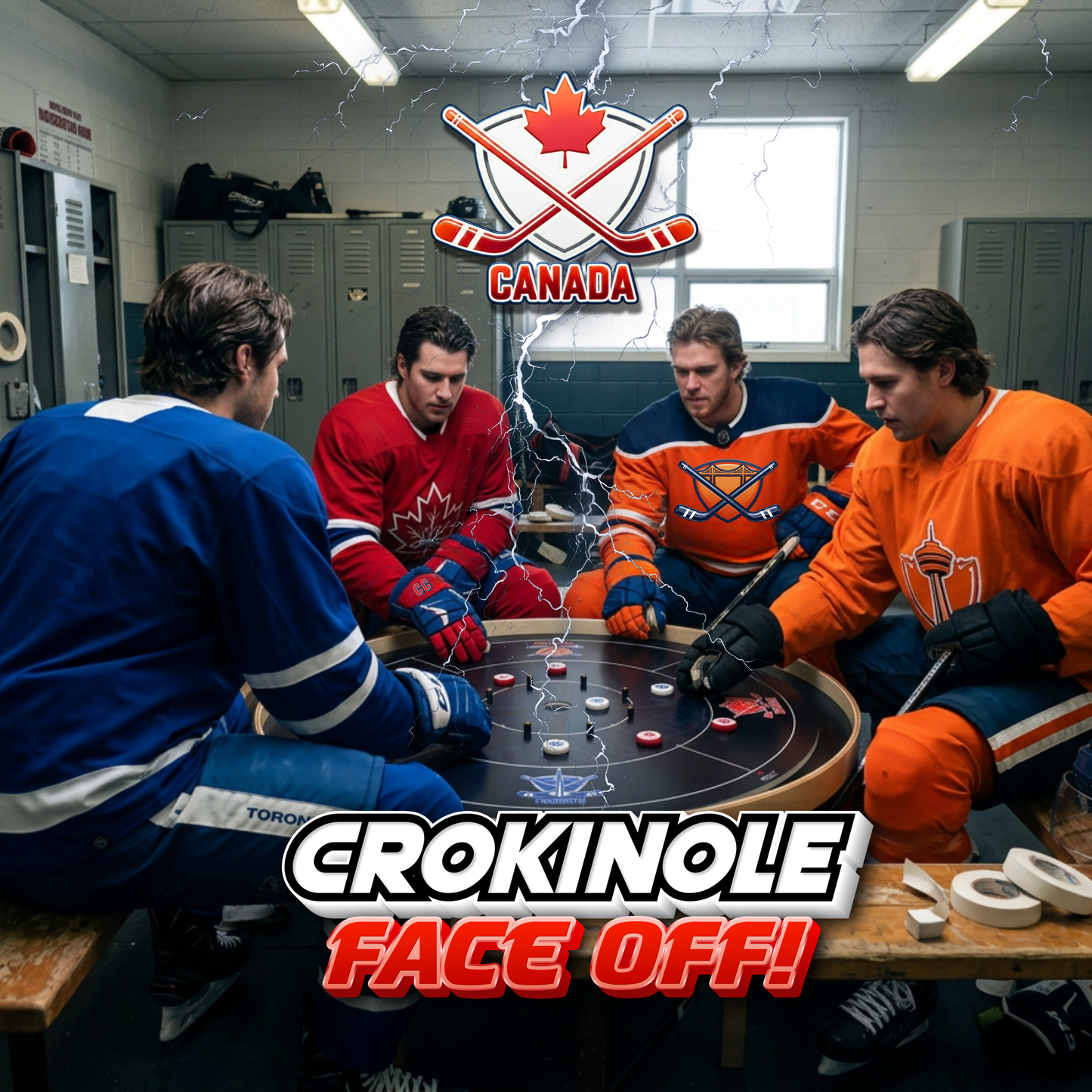 The Hockey Faceoff Board - Tournament Style Crokinole Board Game Set