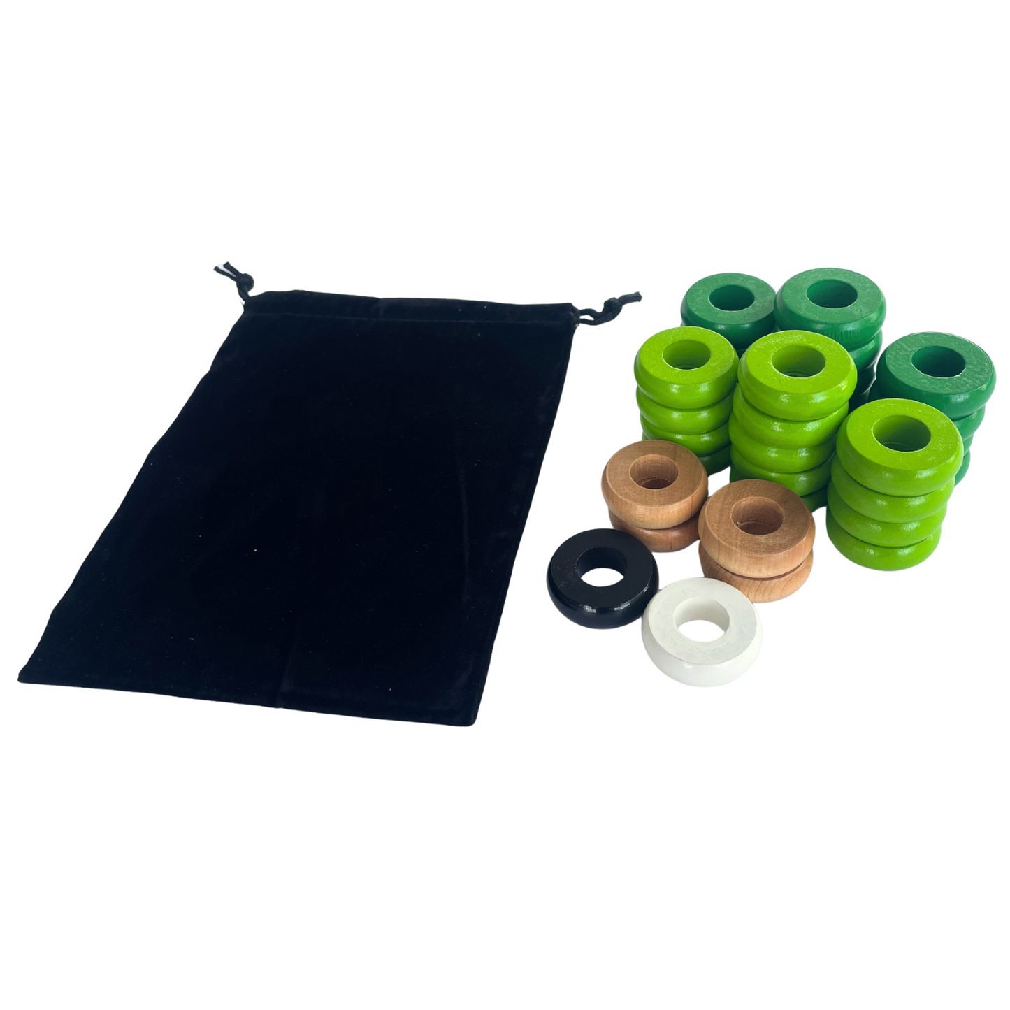 32 Green and Lime Green Carrom / Pichenotte / Croquignole Rings - (Green / Lime Green / Natural / Black / White) - Anneaux De Pichenottes - Game Accessories / Accessoires De Jeu
