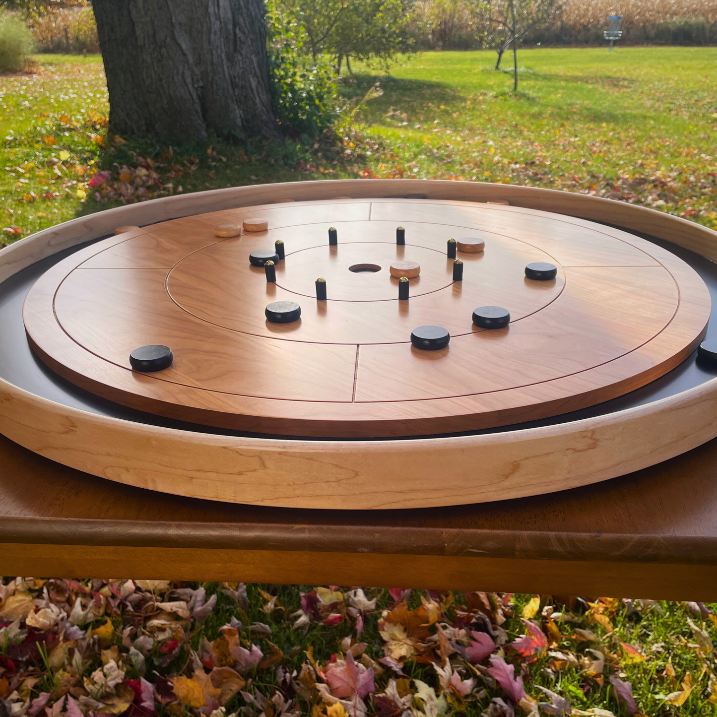 Cherry Expressions - Solid Cherry Hardwood Playing Surface Crokinole Board