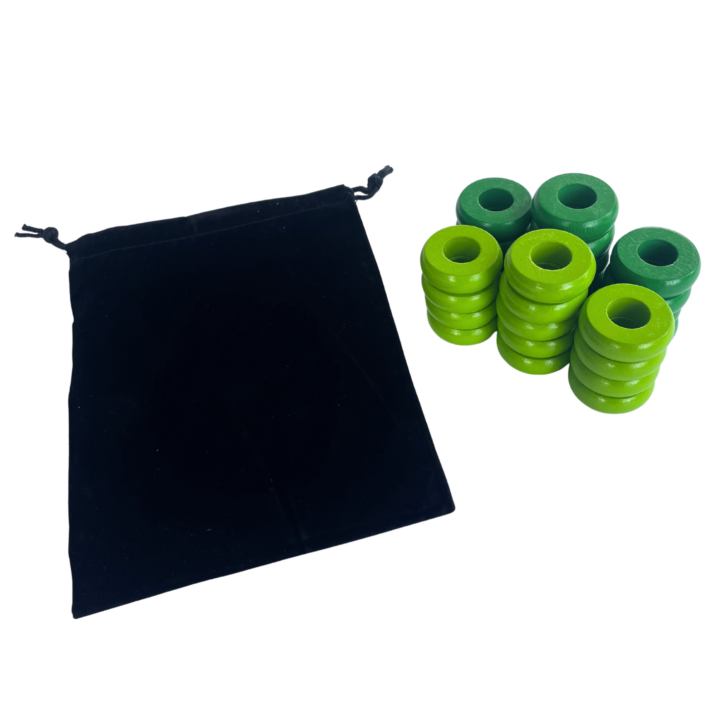 32 Green and Lime Green Carrom / Pichenotte / Croquignole Rings - (Green / Lime Green / Natural / Black / White) - Anneaux De Pichenottes - Game Accessories / Accessoires De Jeu