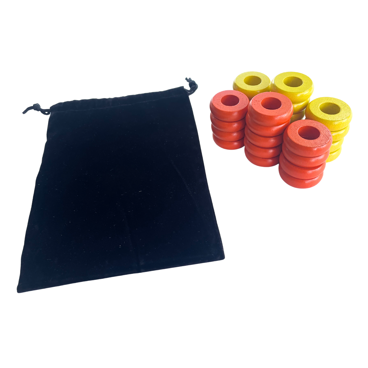 32 Orange and Yellow Carrom / Pichenotte / Croquignole Rings - (Orange / Yellow / Natural / Black / White) - Anneaux De Pichenottes - Game Accessories / Accessoires De Jeu