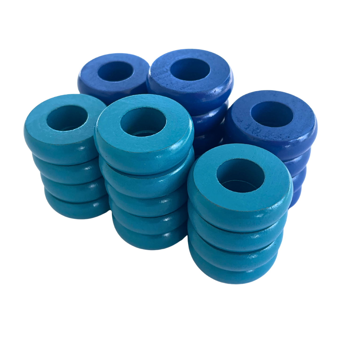 32 Blue and Light Blue Carrom / Pichenotte / Croquignole Rings - (Blue / Light Blue / Natural / Black / White) - Anneaux De Pichenottes - Game Accessories / Accessoires De Jeu