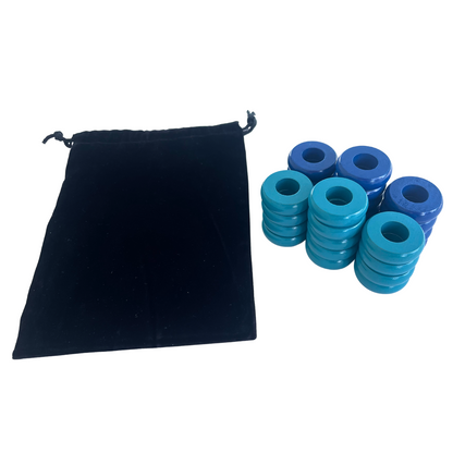 32 Blue and Light Blue Carrom / Pichenotte / Croquignole Rings - (Blue / Light Blue / Natural / Black / White) - Anneaux De Pichenottes - Game Accessories / Accessoires De Jeu