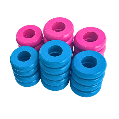 32 Pink and Light Blue Carrom / Pichenotte Rings - (Pink / Light Blue / Natural / Black / White) - Anneaux De Pichenottes - Game Accessories / Accessoires De Jeu