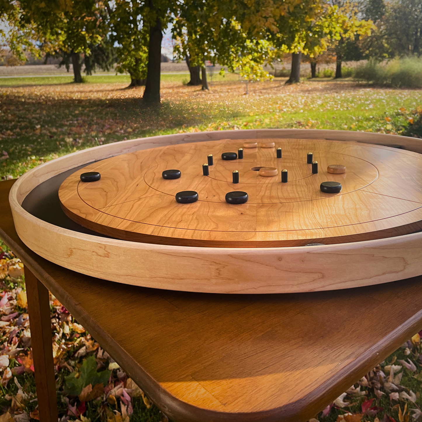 Cherry Expressions - Solid Cherry Hardwood Playing Surface Crokinole Board