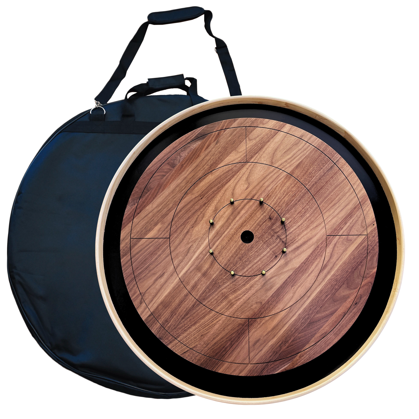 The Galactic Nuclei - Solid Walnut Hardwood Playing Surface - Ultimate Crokinole Bundle