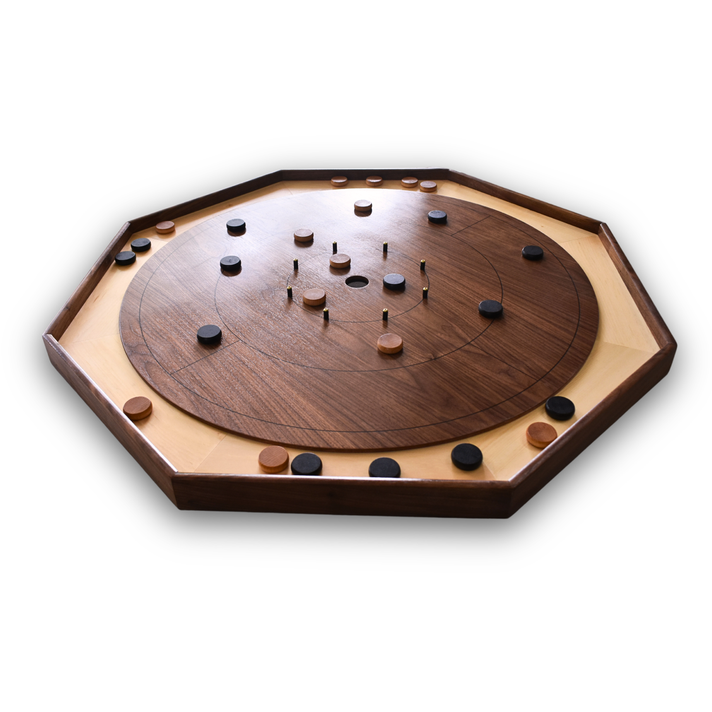 The Walnut Wonder - Traditional Crokinole Board Game Kit