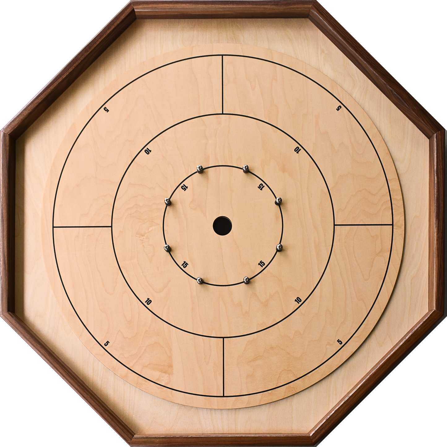 The Deluxe (Walnut Rail) by Crokinole Canada - Traditional Crokinole Board Game Set