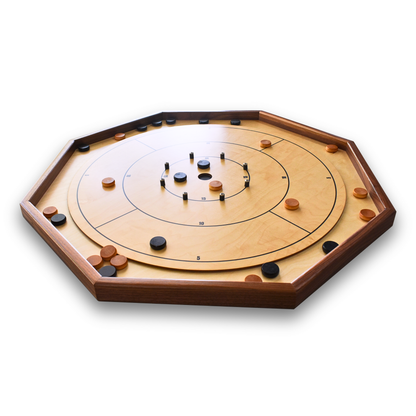 The Deluxe (Walnut Rail) by Crokinole Canada - Traditional Crokinole Board Game Set