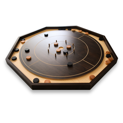 Crokinole Board For Beginners by Crokinole Canada - Walnut & Maple Melamine - Traditional Crokinole Board Game Set