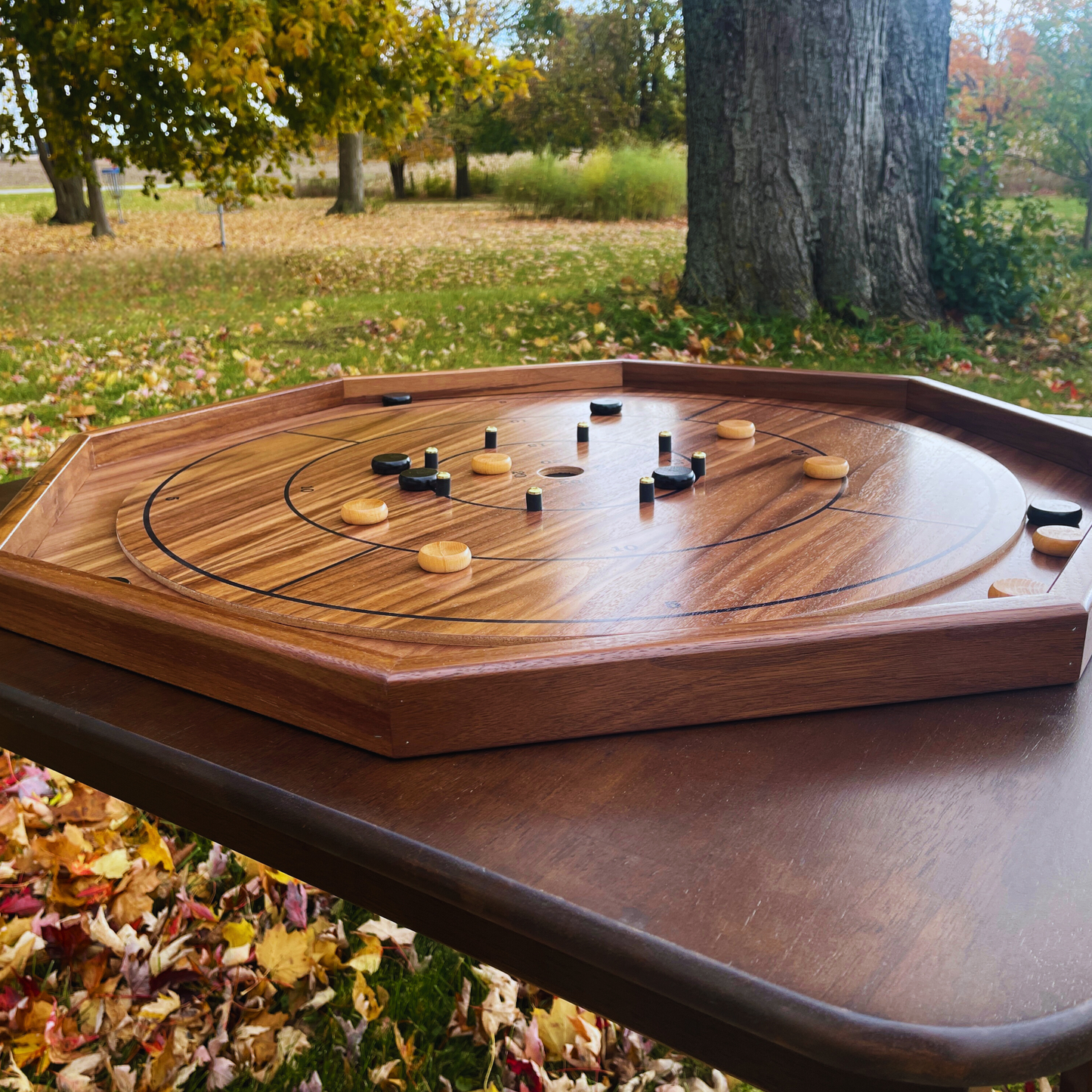 The Walnut Delight by Crokinole Canada - Traditional Crokinole Board Game Set