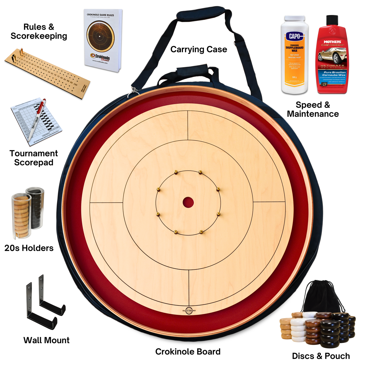 The Tracey Red Championship - Tournament Crokinole Board Game Kit