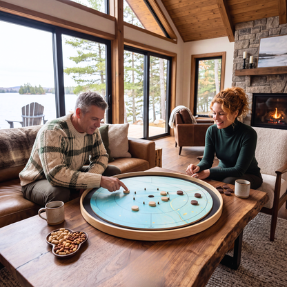 Aqua Gold - Tournament Style Crokinole Board Game Set