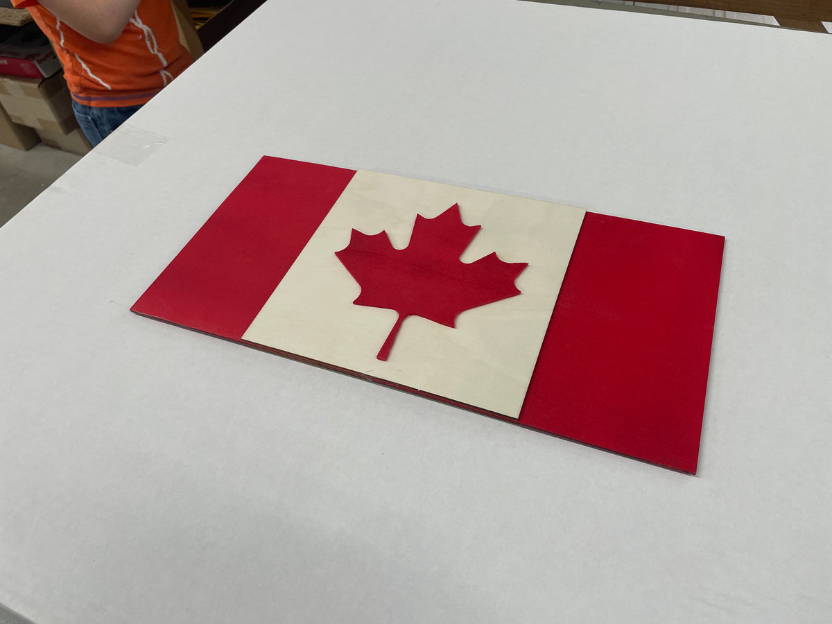 Crokinole Canada Wooden Flag
