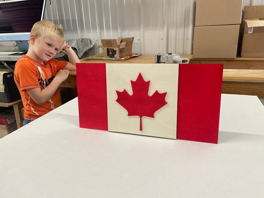 Crokinole Canada Wooden Flag