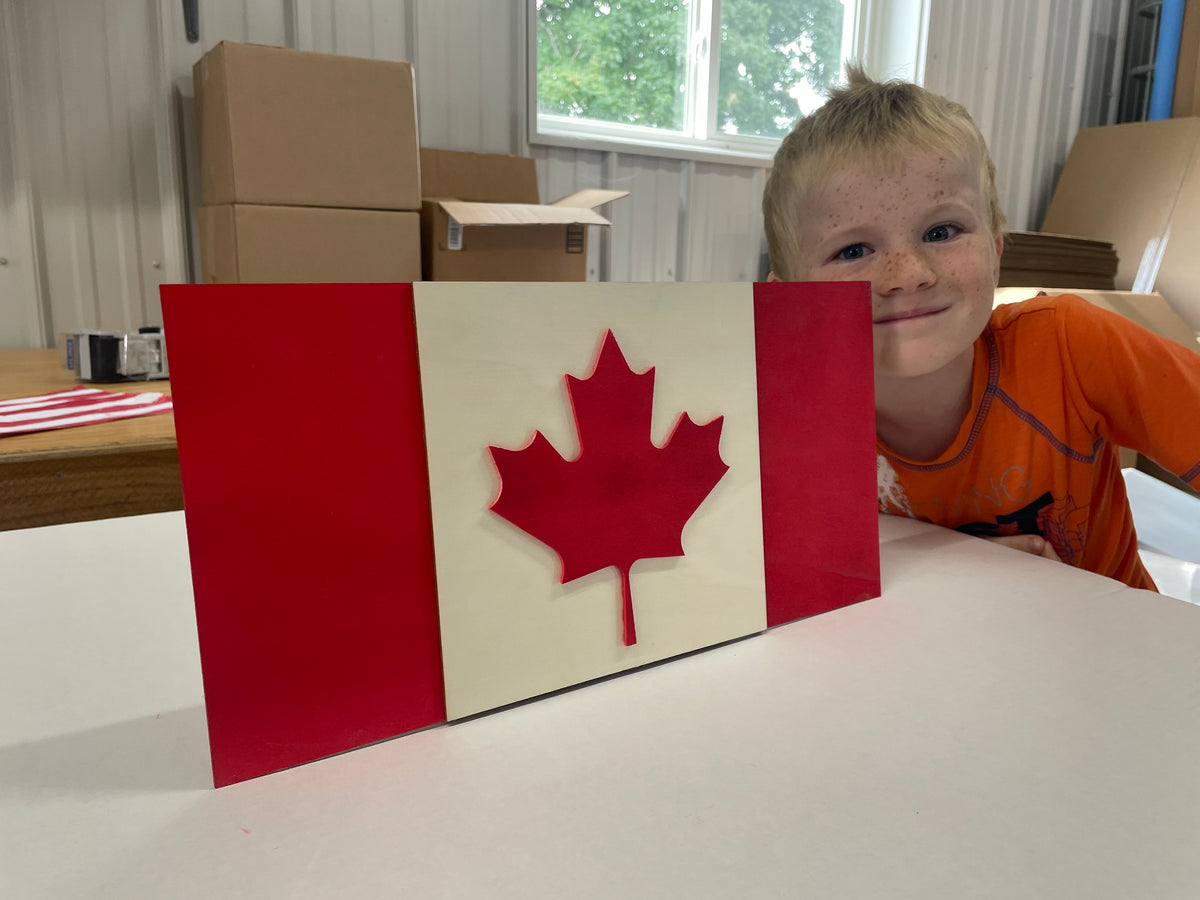 Crokinole Canada Wooden Flag