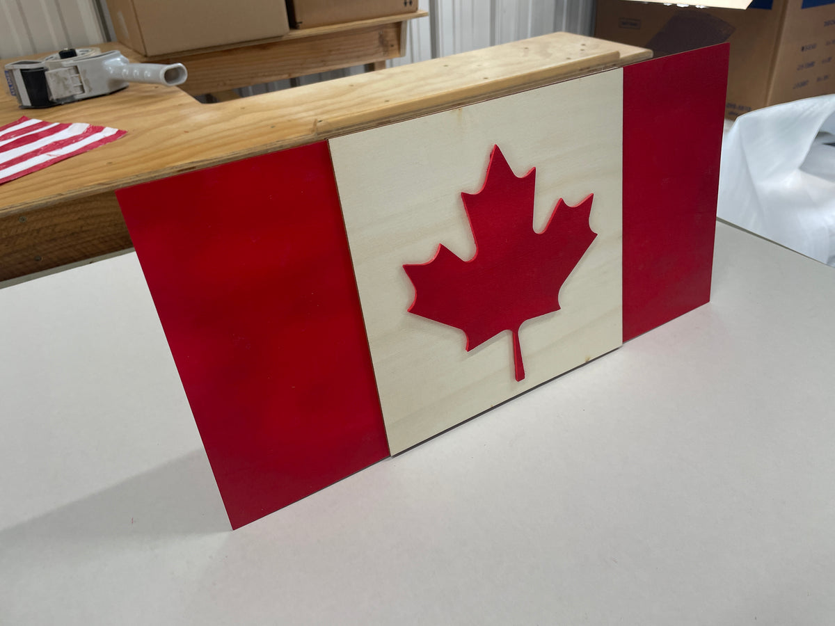 Crokinole Canada Wooden Flag
