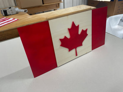 Crokinole Canada Wooden Flag