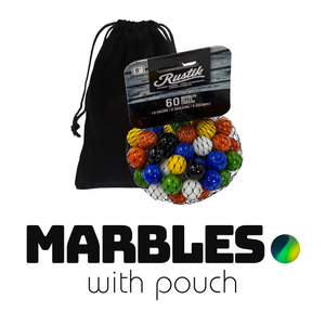 60 Marbles - 6 Colors - With Drawstring Pouch