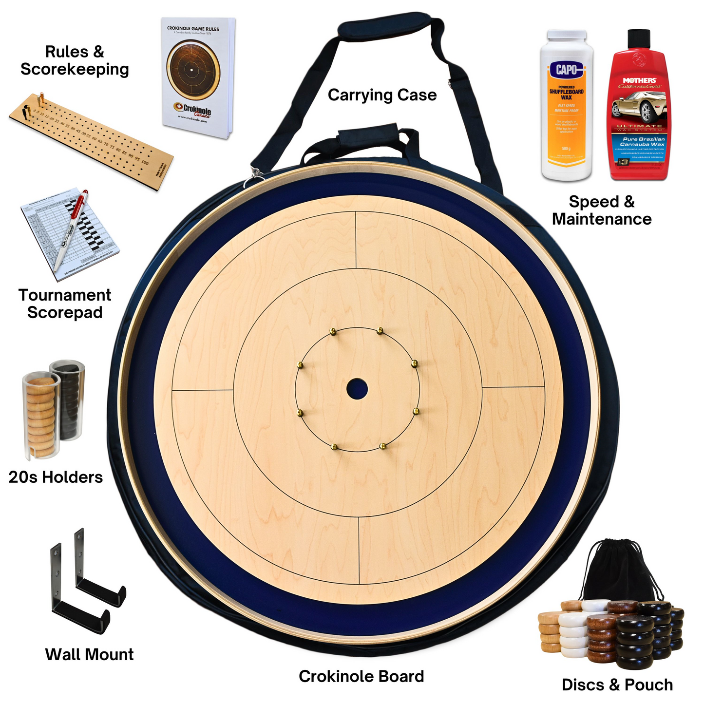 The Royal Blue by Crokinole Canada - Tournament Crokinole Board Game Kit