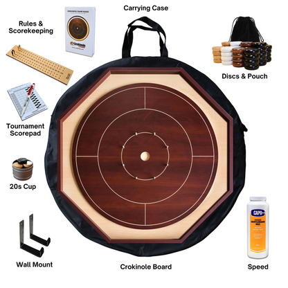 Shiraz Cherry & Maple Crokinole Board for Beginners by Crokinole Canada - Traditional Crokinole Board Game Kit