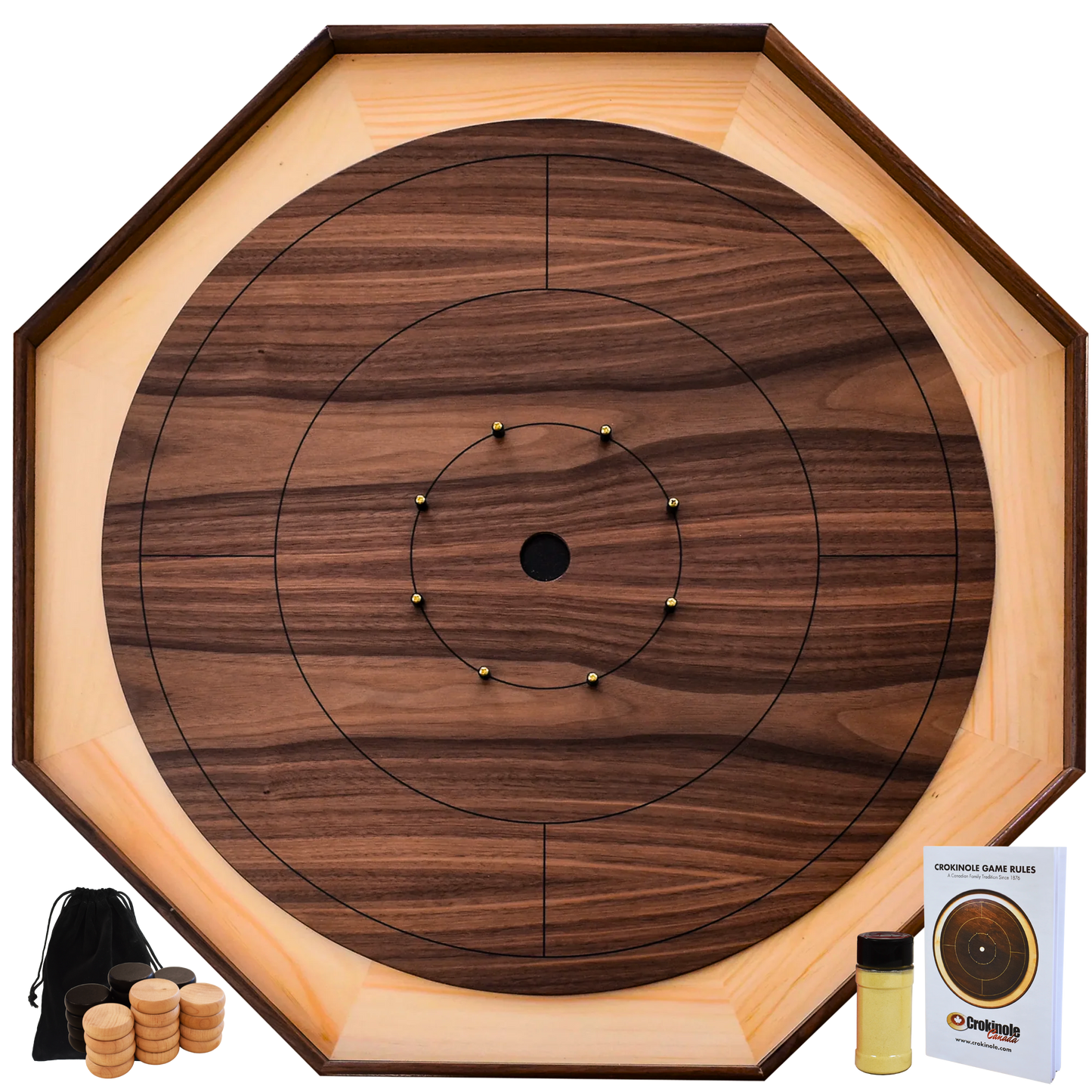 The Walnut Wonder - Traditional Crokinole Board Game Set
