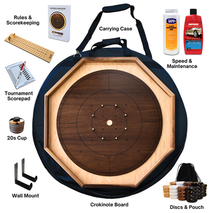 The Walnut Grove by Crokinole Canada - Traditional Crokinole Board Game Kit