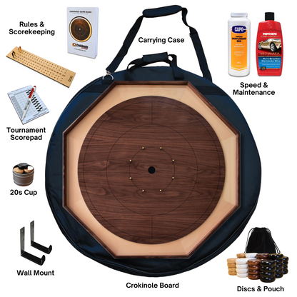 The Walnut Wonder - Traditional Crokinole Board Game Kit