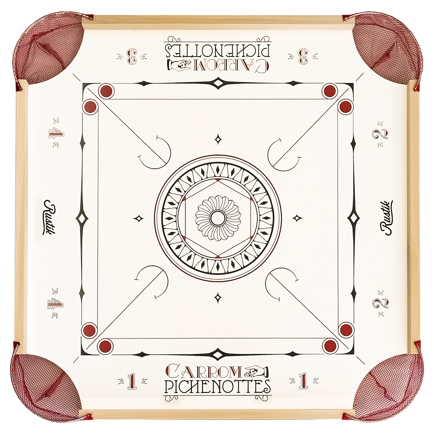 American Style - Beginner Carrom / Pinnochi Board Set - With Optional Cues