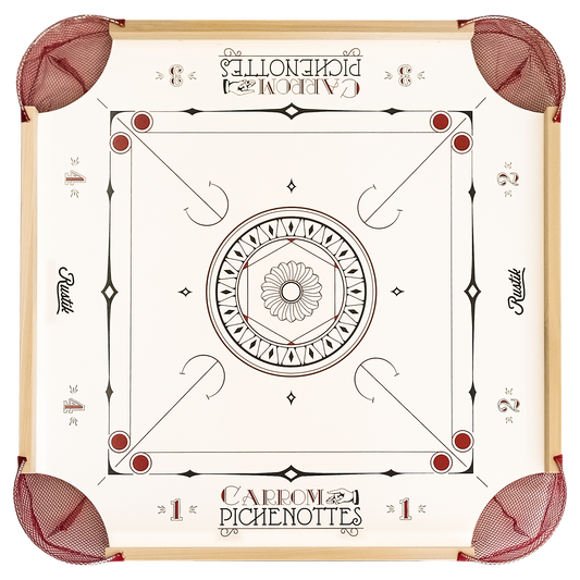 Beginner Carrom / Pinnochi Board Set - With Optional Cues - American Style