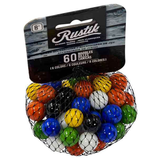 60 Marbles - 6 Colors - With Drawstring Pouch