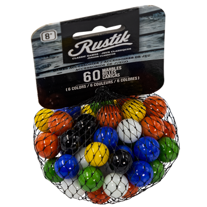 60 Marbles - 6 Colors - With Drawstring Pouch