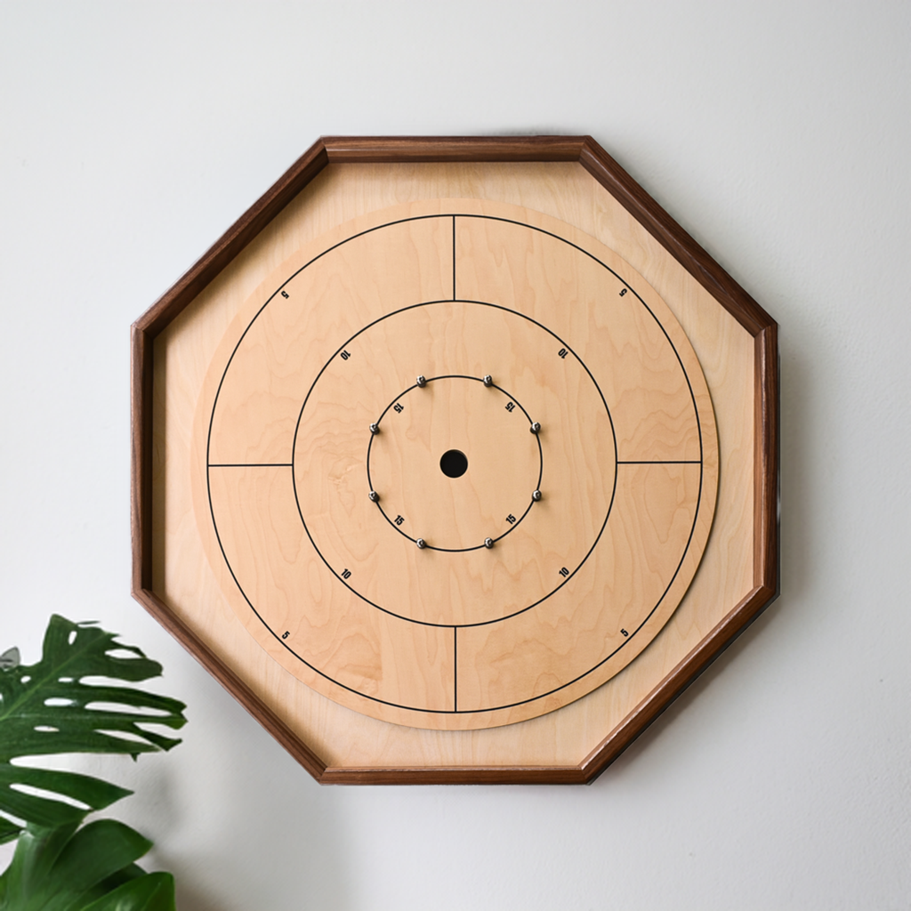 The Deluxe (Walnut Rail) by Crokinole Canada - Traditional Crokinole Board Game Set