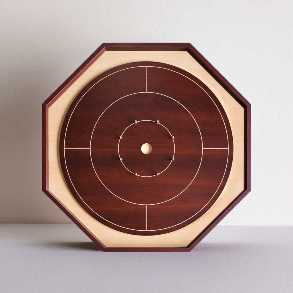 Crokinole Board For Beginners by Crokinole Canada - Shiraz Cherry & Maple Melamine - Traditional Crokinole Board Game Set