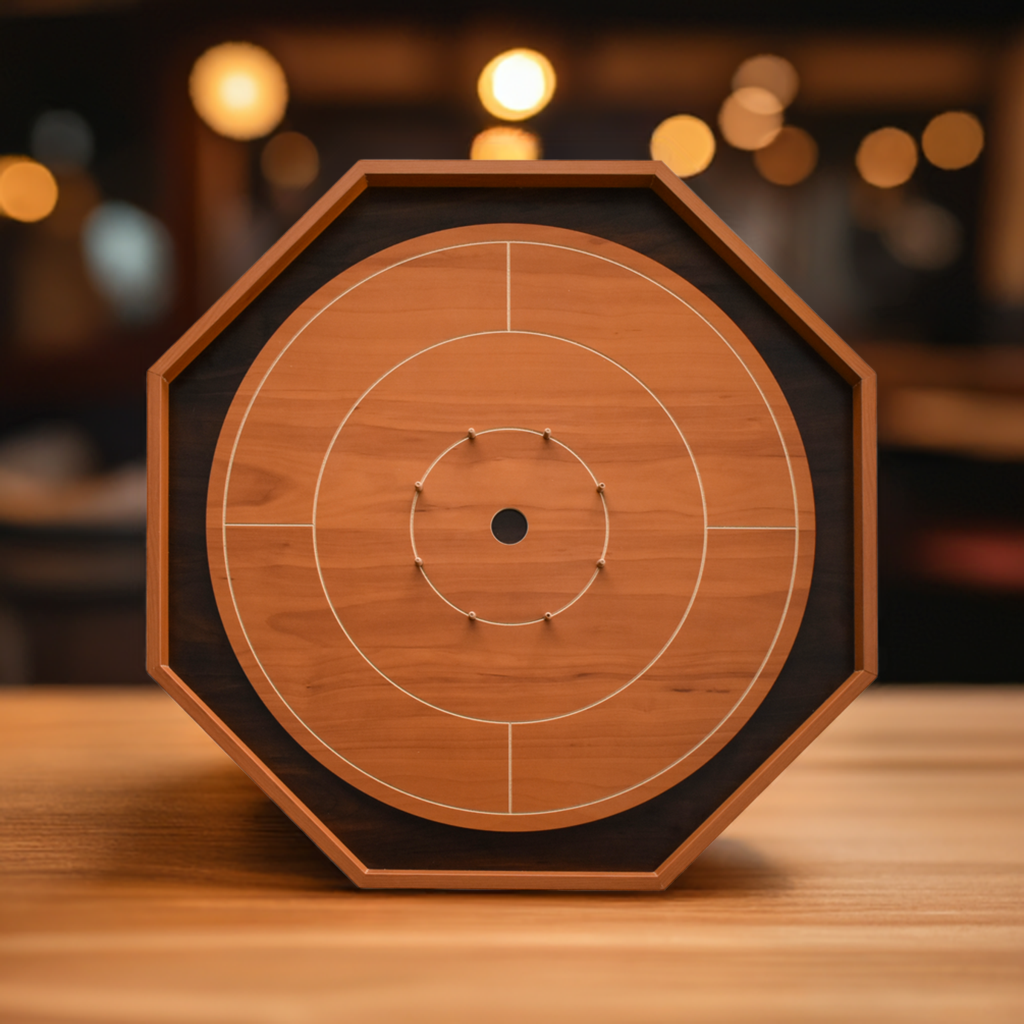 Crokinole Board For Beginners by Crokinole Canada - Cherry & Walnut Melamine - Traditional Crokinole Board Game Set