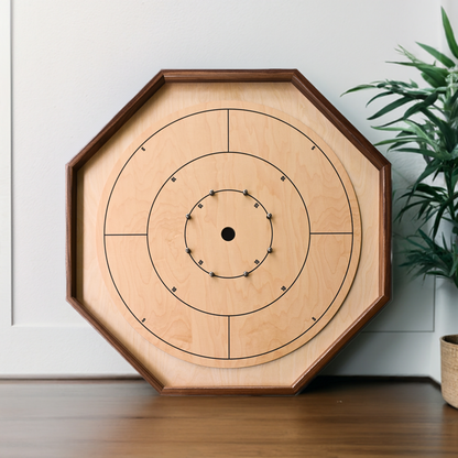 The Deluxe (Walnut Rail) by Crokinole Canada - Traditional Crokinole Board Game Set