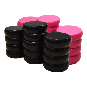 26 Crokinole Discs (Black & Pink)