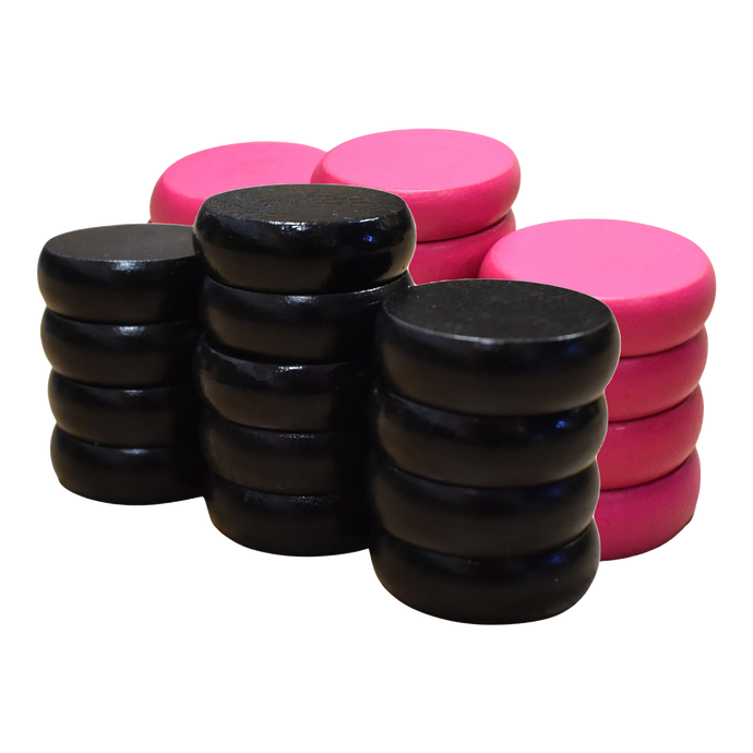 26 Crokinole Discs (Black & Pink)