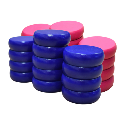 26 Crokinole Discs (Blue & Pink)