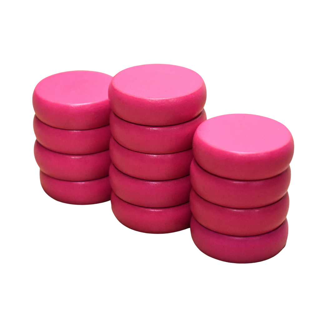 13 Pink Crokinole Discs (Half Set)