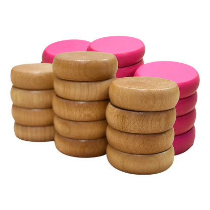 26 Crokinole Discs (Natural & Pink)