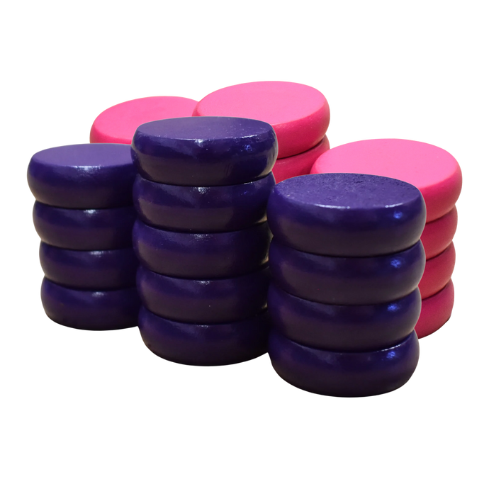 26 Crokinole Discs (Purple & Pink)