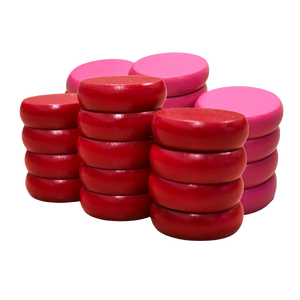 26 Crokinole Discs (Red & Pink)