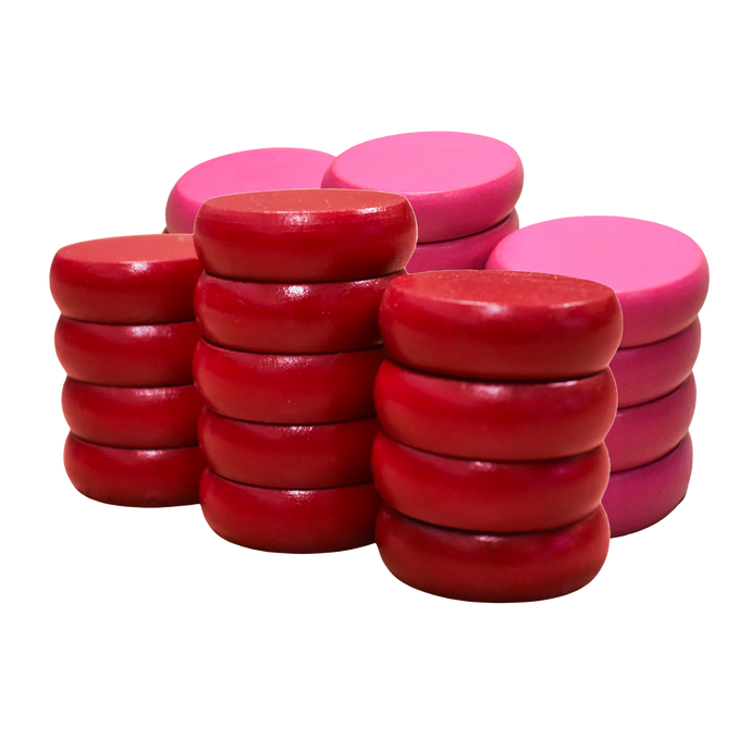 26 Crokinole Discs (Red & Pink)