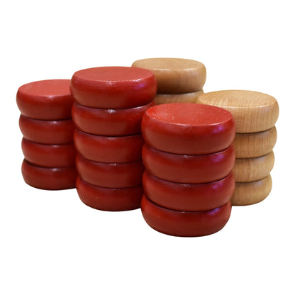 26 Crokinole Discs (Natural & Red)