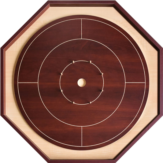 Crokinole Board For Beginners - Shiraz Cherry & Maple Melamine - Traditional Crokinole Board Game Set
