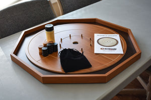 Crokinole Board For Beginners - Cherry & Walnut Melamine - Traditional Crokinole Board Game Set