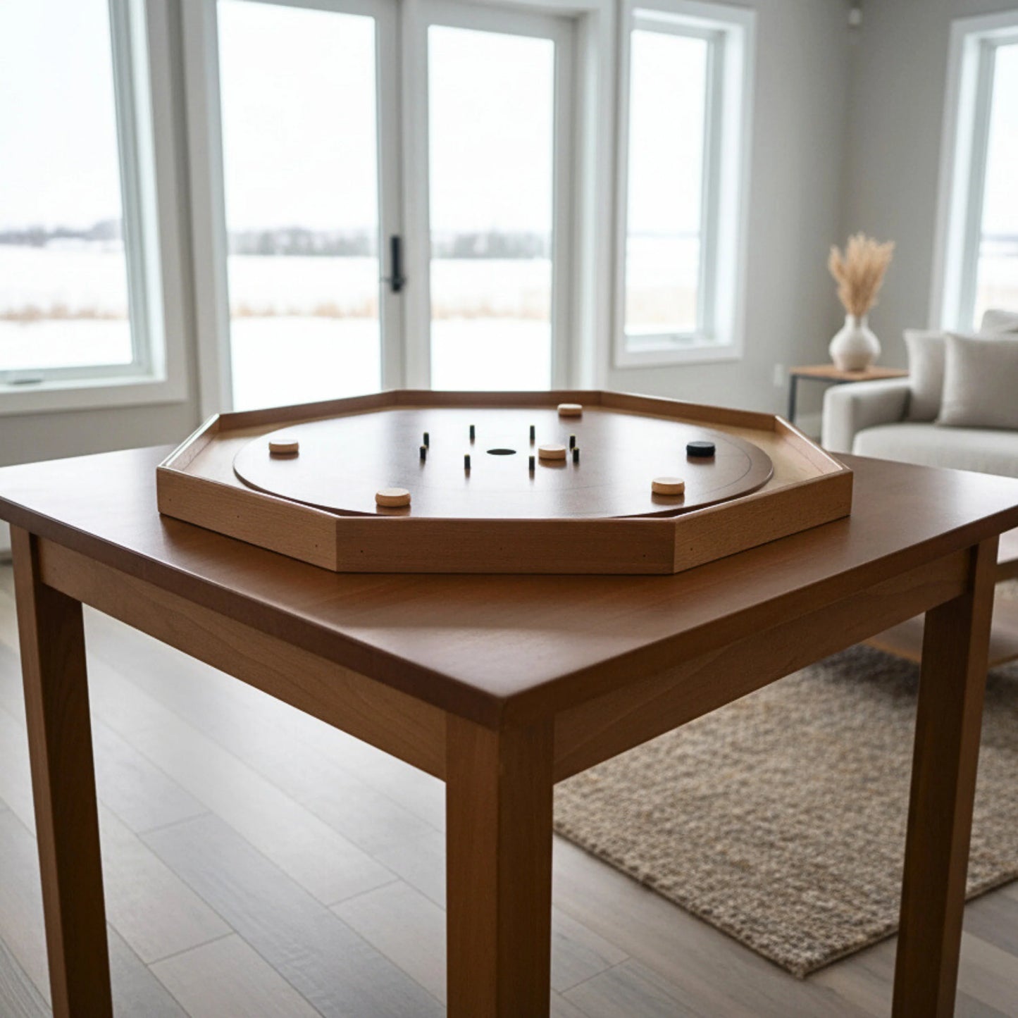 Cherry Hill Blossom - Traditional Crokinole Board Game Set